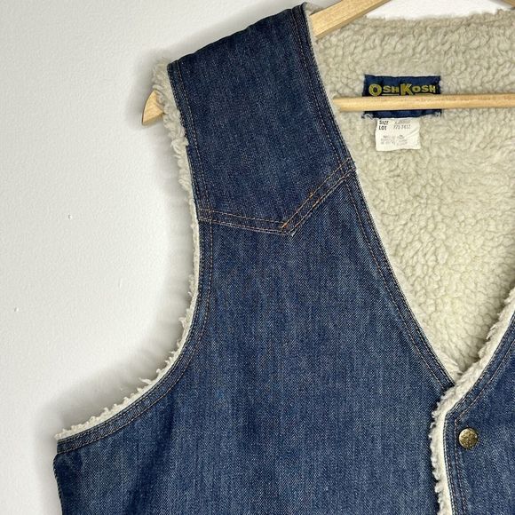 OshKosh B'gosh Mens Vest Sherpa Lined Blue Denim Vintage Men's X-Large‎ USA - Picture 2 of 12